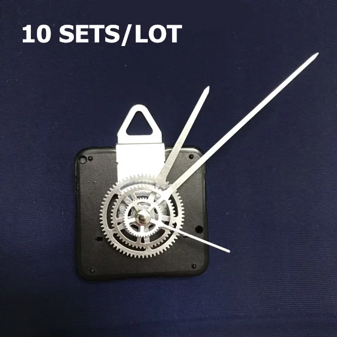 10 комплектов металлических указателей, Бесшумный Механизм настенных часов, Кварцевый часовой механизм, Бесшумная плита, длина оси резьбы 12 мм с крючком