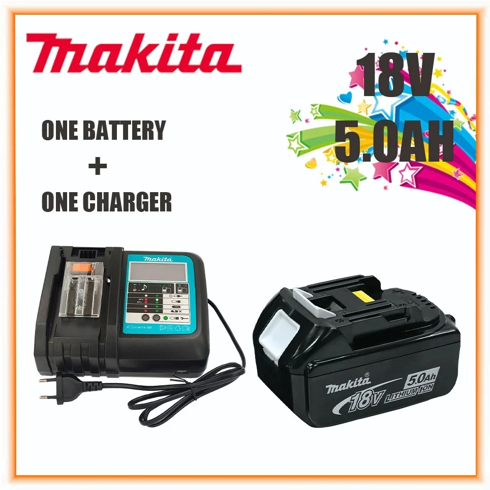 100% Оригинальная Аккумуляторная Батарея Makita 18V 5.0Ah для Электроинструментов со светодиодной литий-ионной Заменой LXT BL1860B BL1860 BL1850