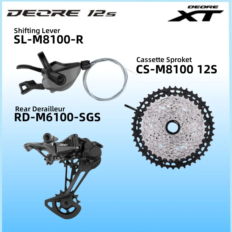 12-скоростной групповой набор DEORE XT M8100 RD-M8100-SGS Задний переключатель передач и кассета SL-M8100-R CS-M8100 12S для горного велосипеда