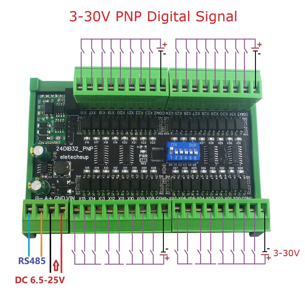 16/32/48CH NPN/PNP Коммутационный сбор сигнала RS485 Плата ввода RTU модуль DC 12V 24V