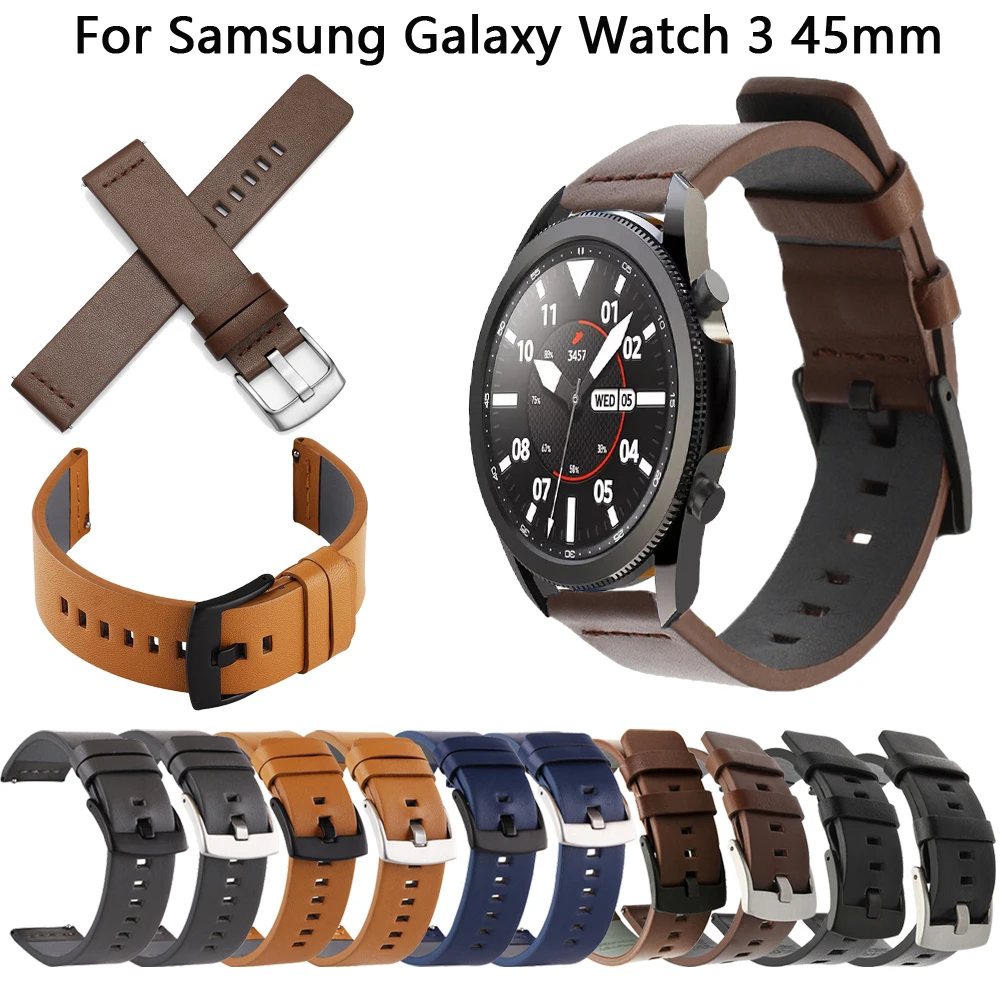 22 мм Starps для Samsung Galaxy Watch 3 45 мм Мягкий кожаный браслет Smart Band Сменный браслет ремешок для часов Galaxy Watch 46 мм