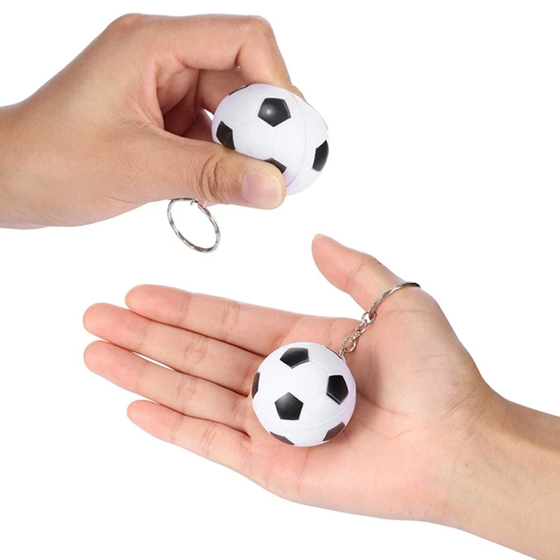 24 Упаковки белых футбольных брелоков, брелки для мини-футбола с мячом для стресса, школьная карнавальная награда для детей