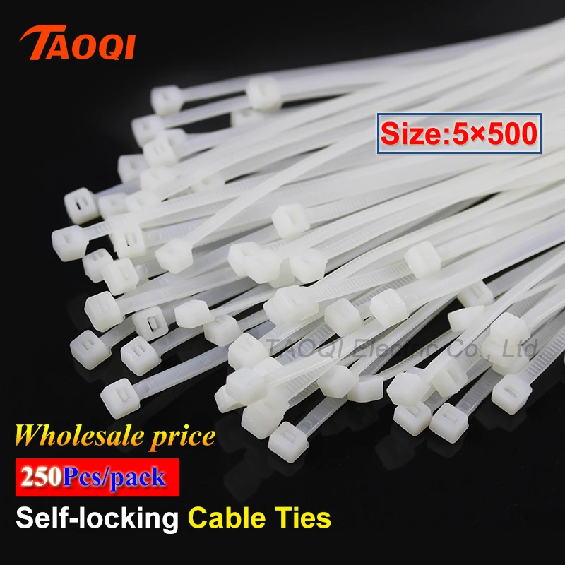 250 шт./упак. 5*500 мм нейлоновые кабельные стяжки шириной 3,6 мм, самоблокирующаяся пластиковая нейлоновая проволочная стяжка на молнии, оптовая цена