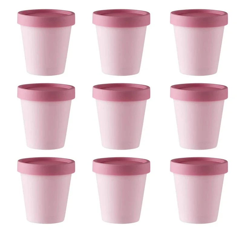 9шт 6,8 унций / 200 мл Пустые чаши для смешивания Коробка для крема Герметичные Пластиковые Контейнеры Чаши для спа-масок для лица Косметическая банка Розового цвета для красоты