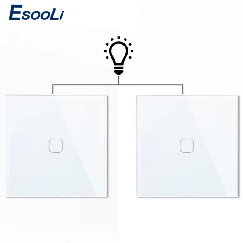 Esooli EU 1 Gang 2-полосный контроллер настенного светильника Автоматизация умного дома Сенсорный выключатель Водонепроницаемый и пожаробезопасный 2 Gang