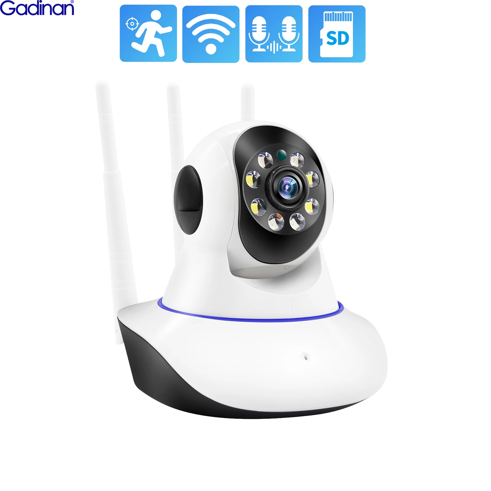 Gadinan 1080P Wifi PTZ IP-камера Беспроводное автоматическое отслеживание человека Видеонаблюдение Цветная камера ночного видения CCTV Радионяня