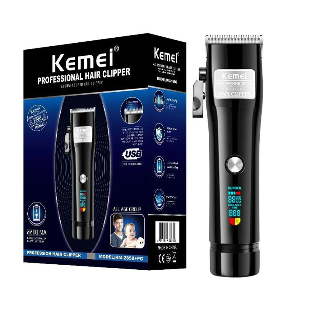 kemei триммер для волос, машинка для стрижки волос, перезаряжаемая машинка для стрижки волос KM-2850 PG, 180 минут использования, ЖК-дисплей, машинка для стрижки масляных головок