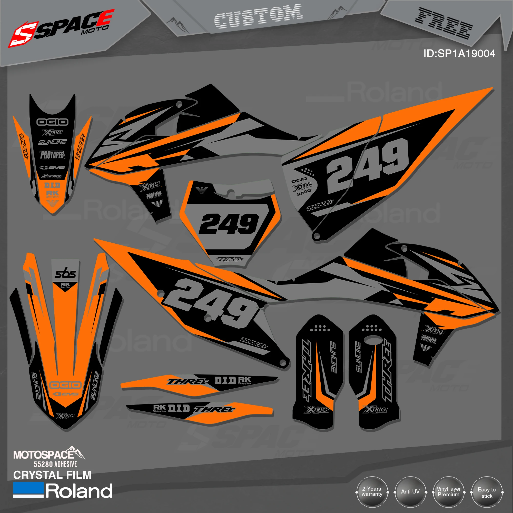 MotoSpace Пользовательские фоны с графикой команды, Наклейки 3M, Комплект наклеек для KTM 2019SXF 2020EXC 004