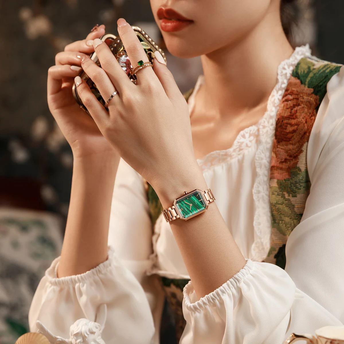 OBLVLO Модные кварцевые часы для женщин с ремешком из нержавеющей стали Роскошные водонепроницаемые высококачественные часы для женщин
