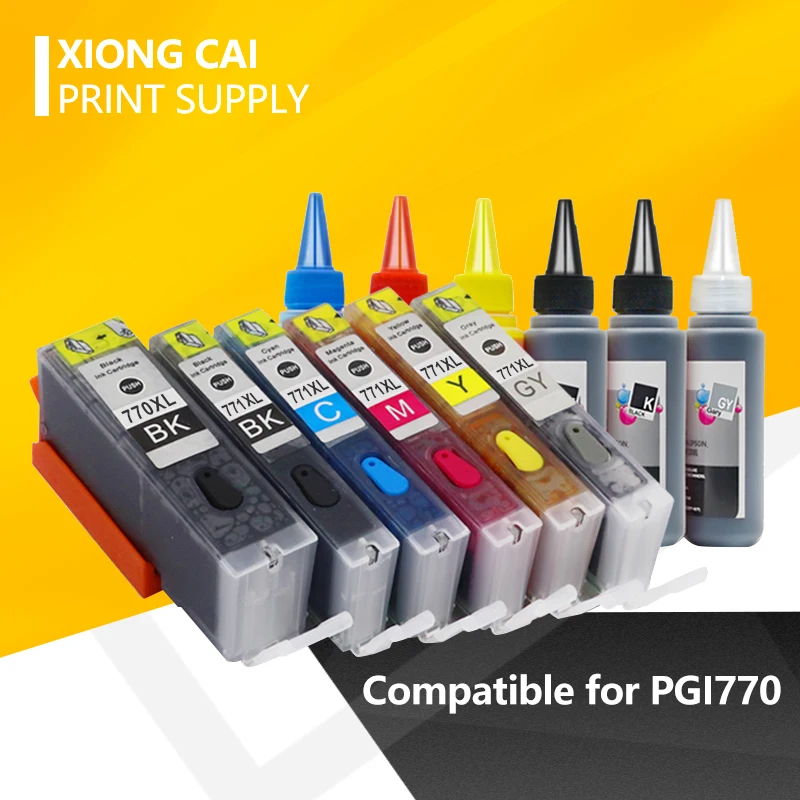 PGI770 CLI771 многоразовые картриджи с чернилами для принтера canon MG5770 MG6870 TS5070 TS6070 TS8070 с чипом