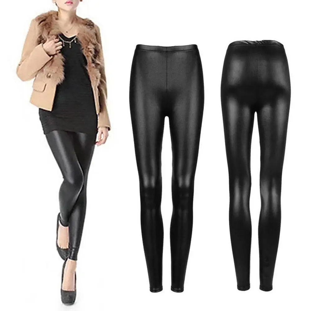 S-3XL, Большие размеры, Женские Эластичные Леггинсы из искусственной кожи, Узкие брюки-карандаш, Тонкие обтягивающие брюки, Сексуальная уличная одежда в стиле панк, Женские Длинные брюки