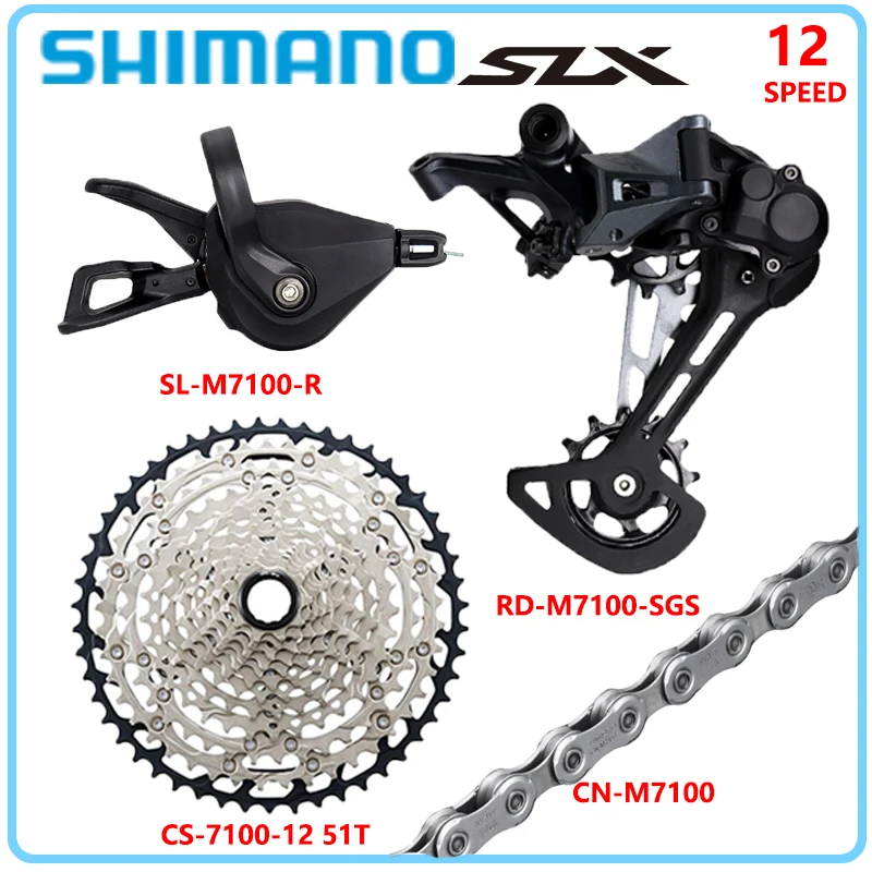 SHIMANO SLX M7100 1x12 Speed Groupset для MTB Велосипеда, Задний Переключатель Передач, Кассетная Звездочка 10-45 T/51 T, Цепь CN-M7100, Оригинал