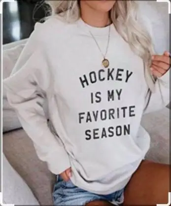 Sugarbaby/ Новое Поступление, Джемпер Hockey is my favorite сезона, Модная Толстовка с длинным рукавом, Пуловер в стиле гранж Tumblr, Хипстерские Топы