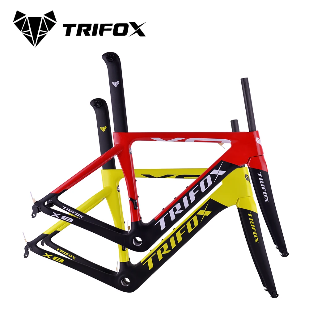 TRIFOX Полностью карбоновая рама для шоссейного велосипеда X8 700C Di2 Классическая гоночная велосипедная рама Aero T1000 V-образный ободной тормоз