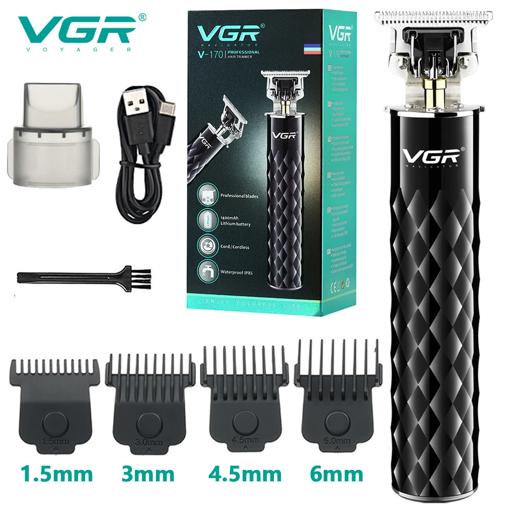 VGR Триммер для волос Профессиональный Станок Для стрижки Волос Водонепроницаемый Триммер для бороды T9 Металлический Триммер для мужчин V-170