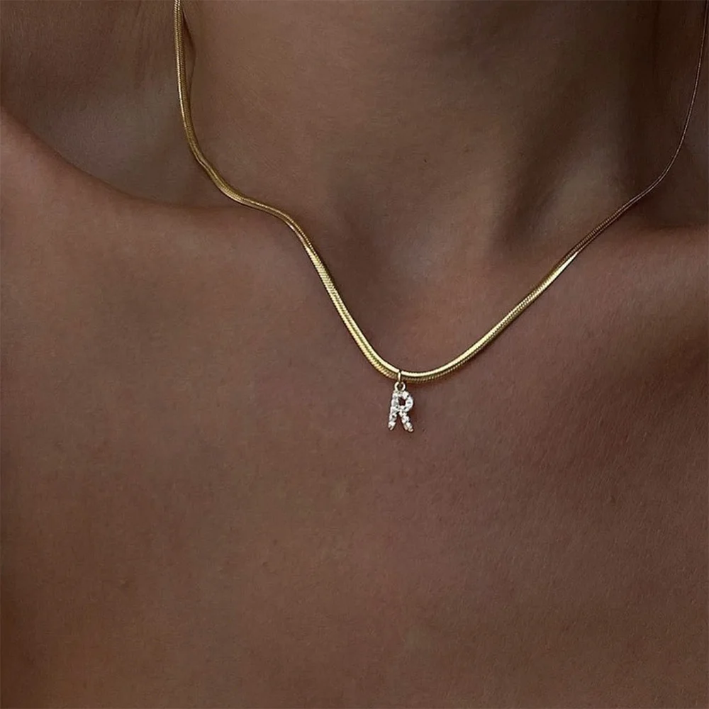 Vnox A-Z Крошечное женское ожерелье с инициалами, маленькое колье с надписью для девочек, золотой кулон-ошейник из нержавеющей стали