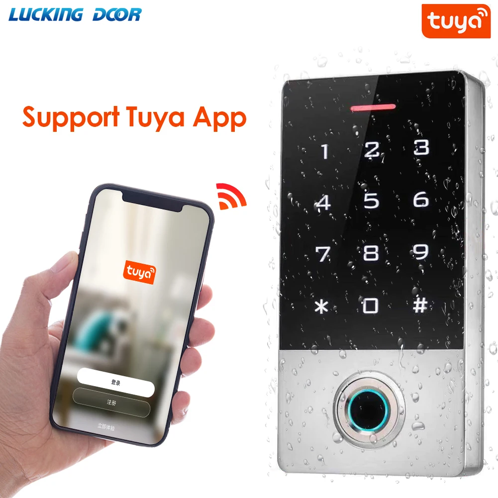 Wifi Tuya APP Backlight Touch 125 кГц RFID Карта Контроля Доступа клавиатура Дверной Замок WG Вход Выход IP68 Водонепроницаемый