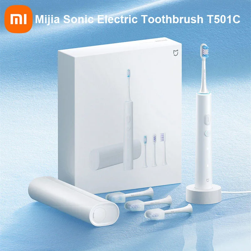 Xiaomi Mijia T501C Звуковая Электрическая Зубная Щетка Светодиодный Дисплей Водонепроницаемая Беспроводная Зарядка Ультразвуковое Отбеливание Зубов Очиститель полости Рта
