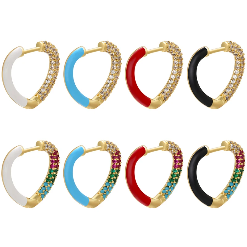 ZHUKOU, 1 шт., маленькие серьги-кольца с кристаллами CZ, щедрые эмалевые серьги для женщин, 2020, Модные ювелирные изделия, модель: VE240