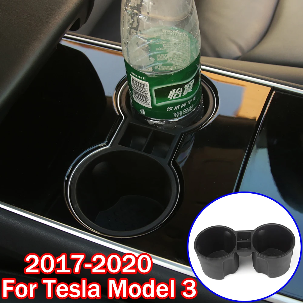 Автомобильный Подстаканник из ТПЭ, Центральная консоль, Водонепроницаемые Нескользящие подставки, Держатель для карт с двойным отверстием Для Tesla Model 3 2017 2018 2019 2020