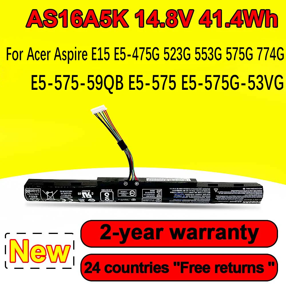 Аккумулятор для ноутбука AS16A5K Для Acer Aspire E15 E5-523G E5-553G E5-475 E-475G E5-575 E5-575G E5-575T E5-774 серии 14,8 V 41,4Wh
