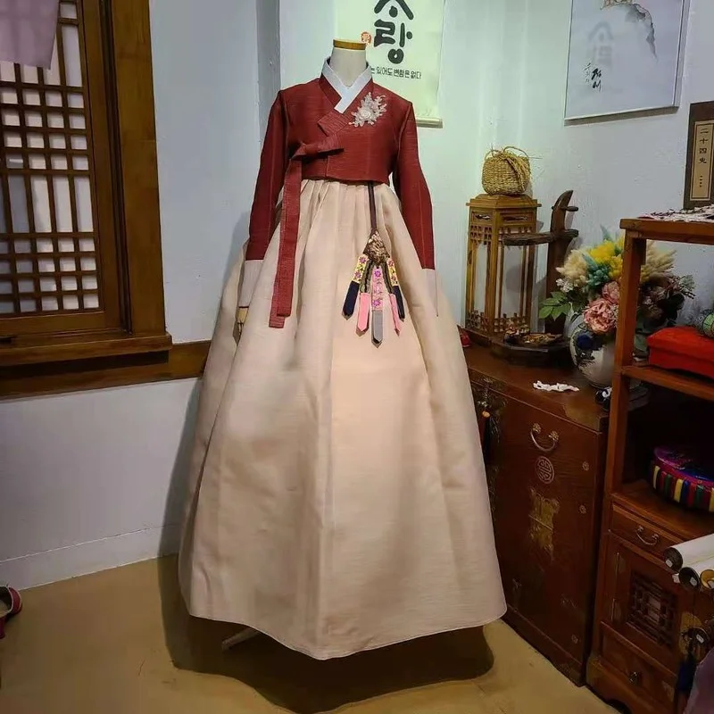 Дамы Ханбок Корея Оригинальная Импортная Ткань Мать Ханбок Свадебный Тост Платье для Вечеринки по случаю Дня Рождения Женская Одежда для Выступлений