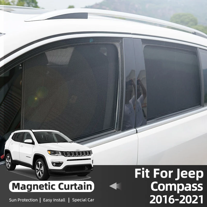 Для JEEP Compass MP 2017-2023 Автомобильный солнцезащитный козырек с магнитной рамкой Переднего лобового стекла, занавеска на заднее боковое окно, солнцезащитные козырьки