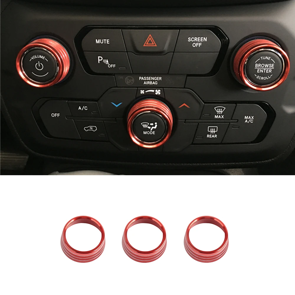 Для Jeep Renegade 2018 2019 2020 2021 Кнопка регулировки аудио CD Кондиционера Декоративное кольцо Аксессуары для интерьера автомобиля Красный