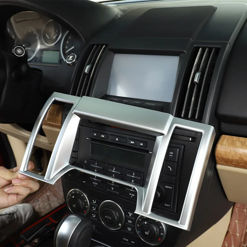 Для Land Rover Freelander 2 07-15 ABS Серебристый/дубовый зернистый Автомобильный Навигационный GPS Экран Рамка Крышка Отделка Наклейка Автомобильные Аксессуары