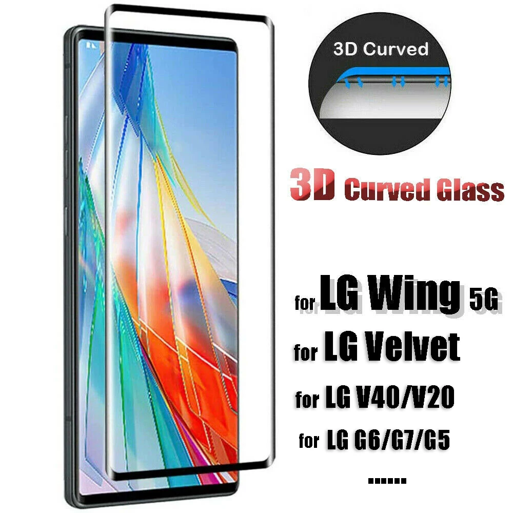 Для LG Wing 5G Velvet 2020 Премиум 3D Изогнутая пленка из закаленного стекла, Защитные пленки для экрана, Полная передняя защита для LG V40 V20 G7 G6 G5