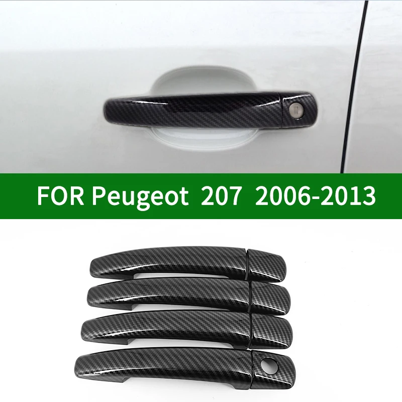 Для Peugeot 207 2006-2013 Аксессуар с рисунком из углеродного волокна, накладка на дверные ручки автомобиля 2008 2009 2010 2011 2012