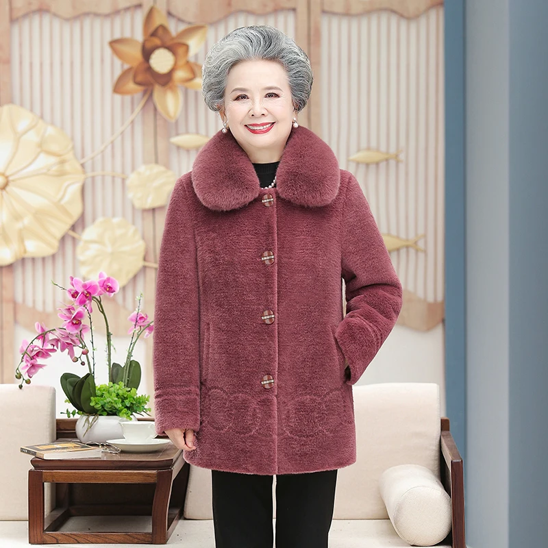 Женская зимняя куртка Высокого качества из толстой искусственной норки, кашемировое пальто для мамы среднего возраста, Вязаный свитер, Кардиганы, куртки 5XL