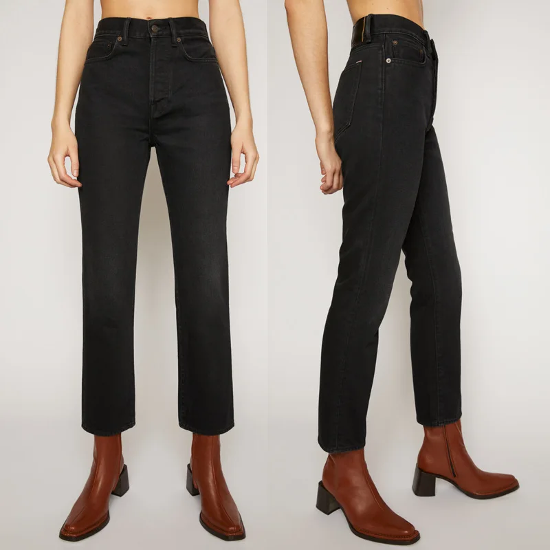 Женские джинсы с высокой талией, повседневные дикие прямые брюки длиной до щиколотки, женские деминовые брюки