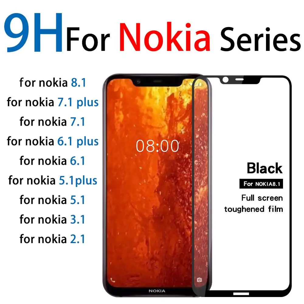 Закаленное стекло 9H для Nokia 8.1 Full HD защитная пленка для экрана noki 2.1 3.1 5.1 6.1 7.1 8.1 plus glas film x 2 3 5 6 7 2018 X7 x6 x5