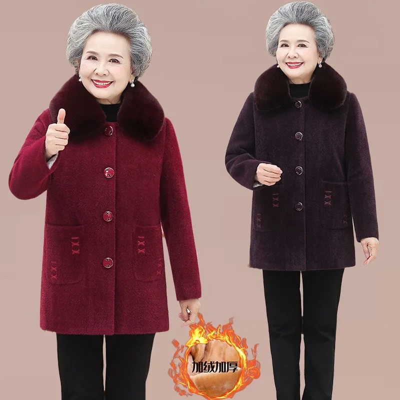 Кашемировое Плюшевое пальто с имитацией норки для женщин среднего и пожилого возраста, Пальто с хлопковой подкладкой, Теплые парки, Зимняя одежда, XL-6XL