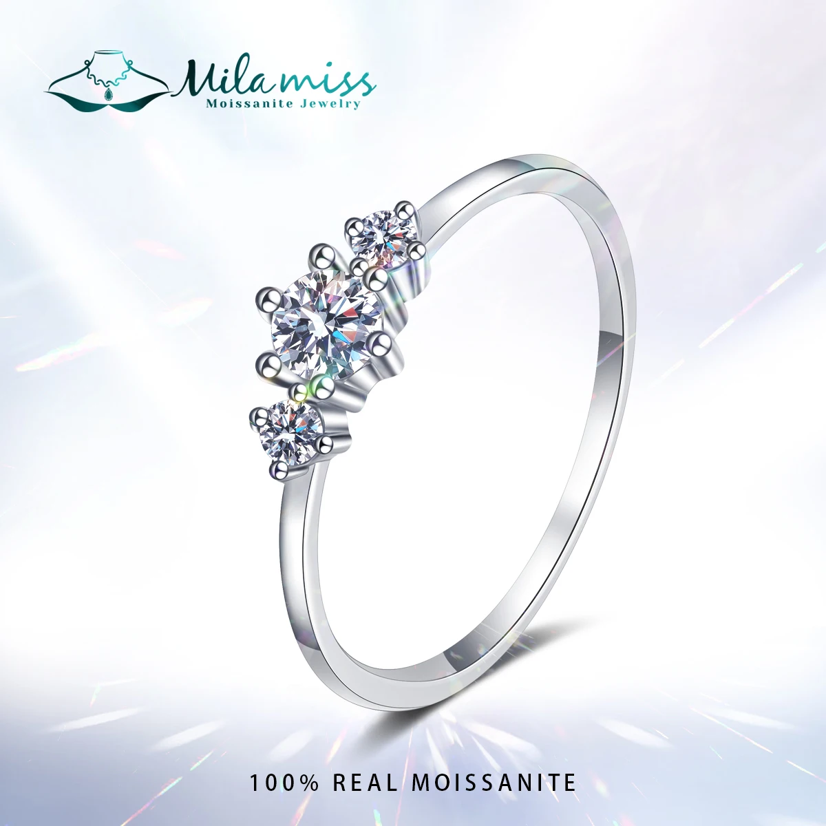 Кольца с Муассанитом MILAMISS, Круглые Блестящие Бриллианты, Наращиваемые Кольца для женщин, кольца для Вечности из Стерлингового Серебра, Изысканные ювелирные изделия