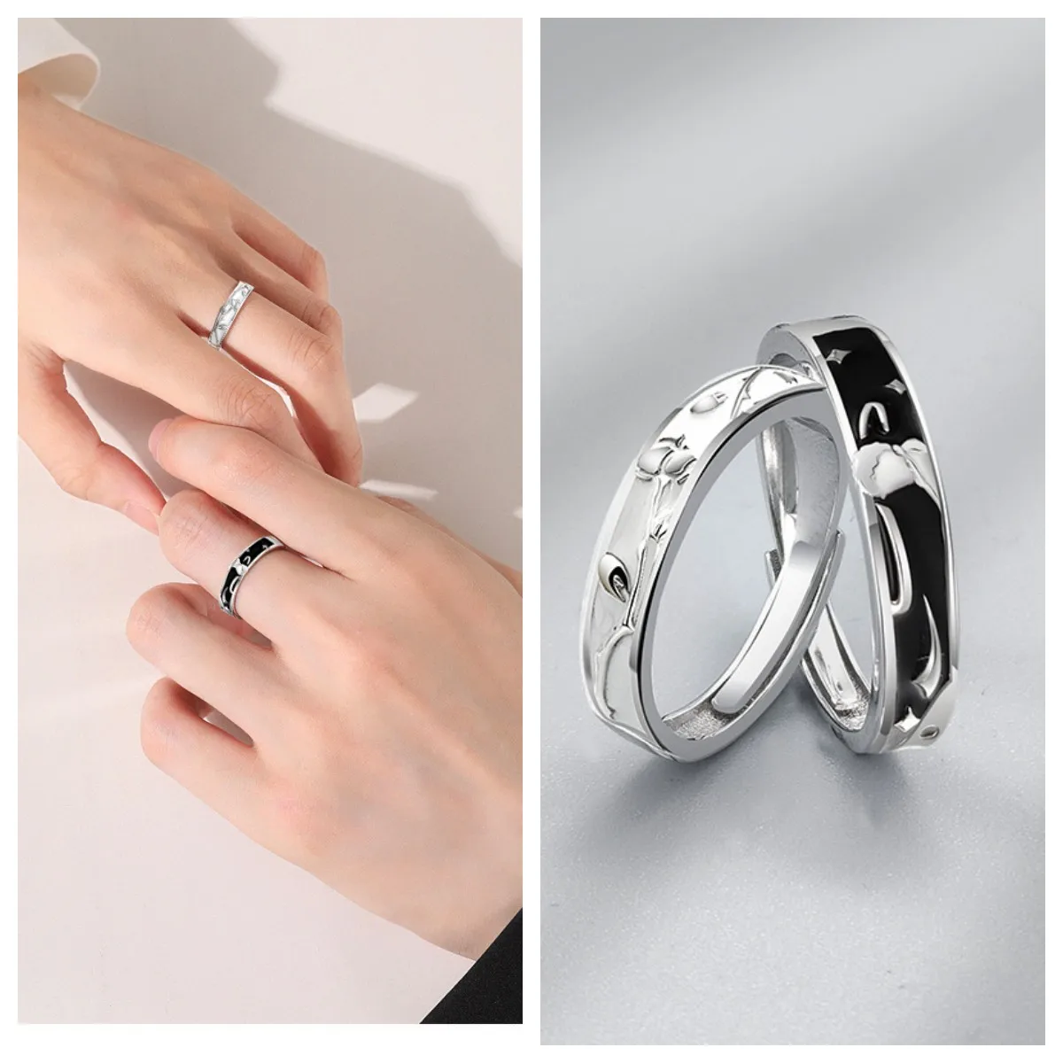 Кольцо для пары Принц и роза, кольцо из стерлингового серебра 925 пробы для влюбленных, подарок на День рождения или фестиваль для парня и девушки