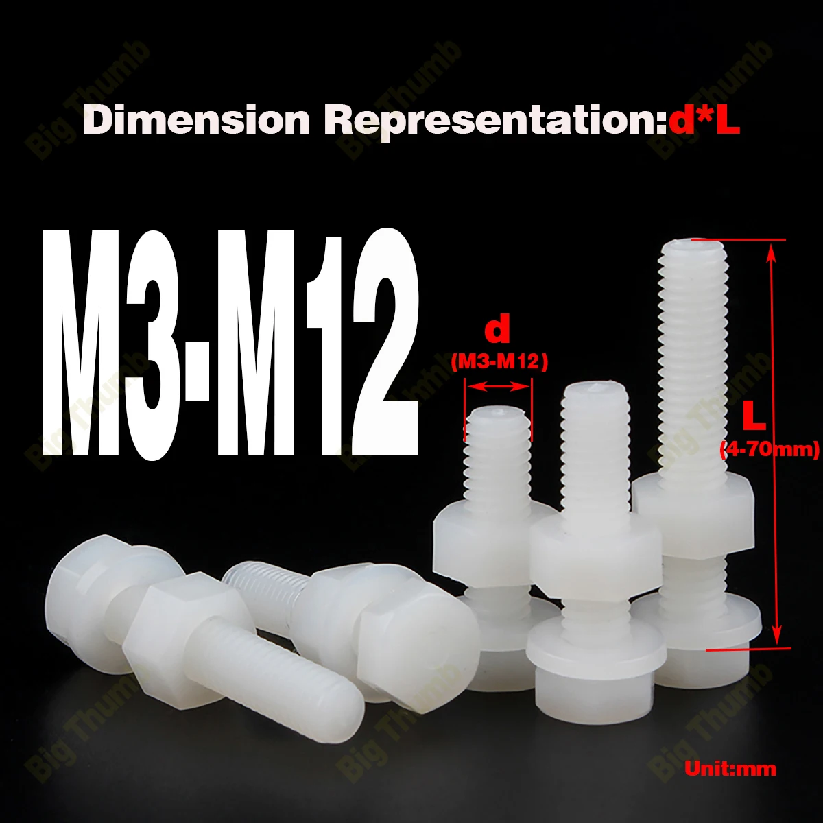 Комбинация Болтов и гаек с шестигранной головкой из нейлона M3 M4 M5 M6 M8 M10 M12 и плоских шайб из нейлона