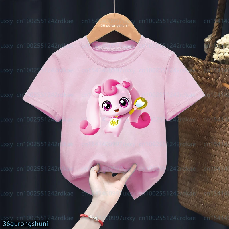 Корейская футболка Tini Ping для маленьких мальчиков и девочек, летняя детская футболка с коротким рукавом 캐치! 티니핑 Детская одежда, Модные футболки для девочек, Топы