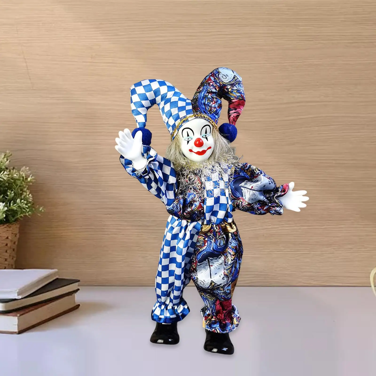 Милая кукла-клоун, мягкая кукла-клоун, художественные поделки для украшения рабочего стола, подарок на Хэллоуин