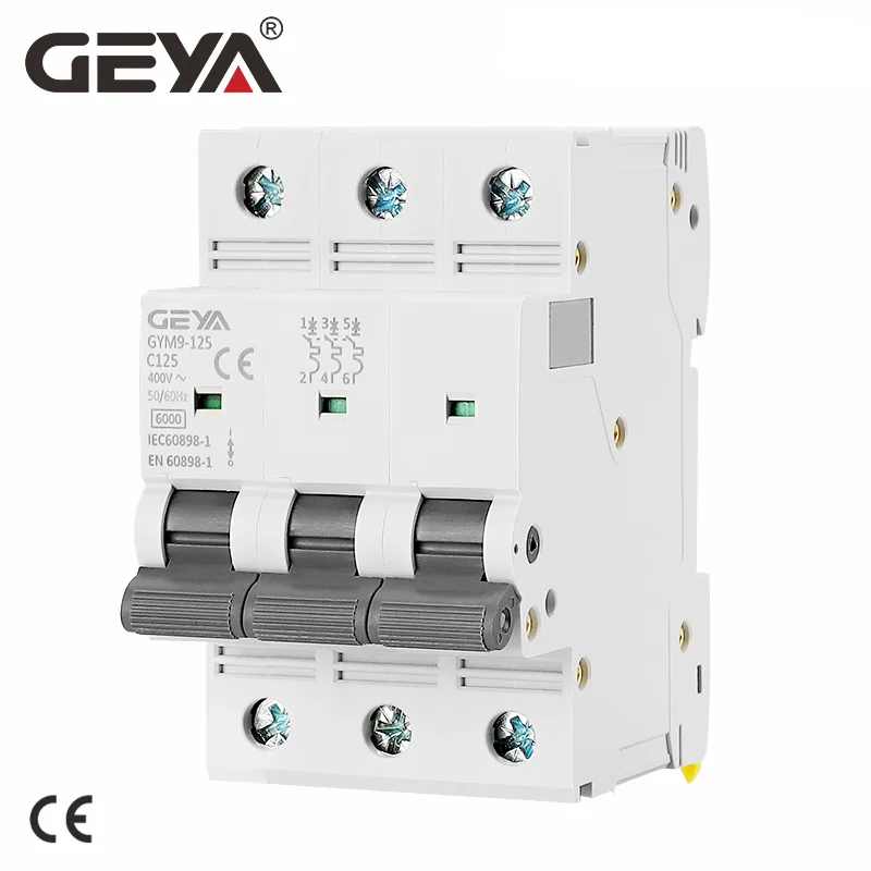 Миниавтоматический выключатель переменного тока GEYA GYM9-125 3Pole MCB 80A 100A 125A 3P Шириной 53,4 мм 400V 6KA