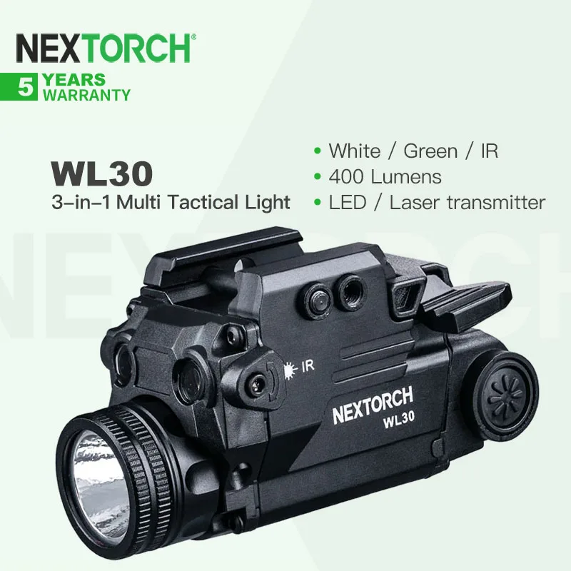 Многофункциональный тактический фонарь Nextorch WL30 3 в 1 с видимым светом, зеленым лазером и лазером инфракрасного излучения для универсальных направляющих Пикатинни