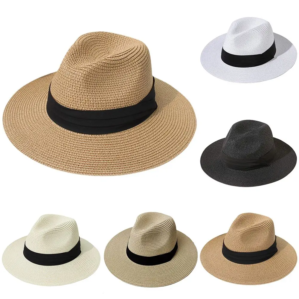 Модная летняя Мужская Женская шляпа От Солнца с широкими полями, Ковбойская Фетровая шляпа, соломенная панама, Джазовая шляпа