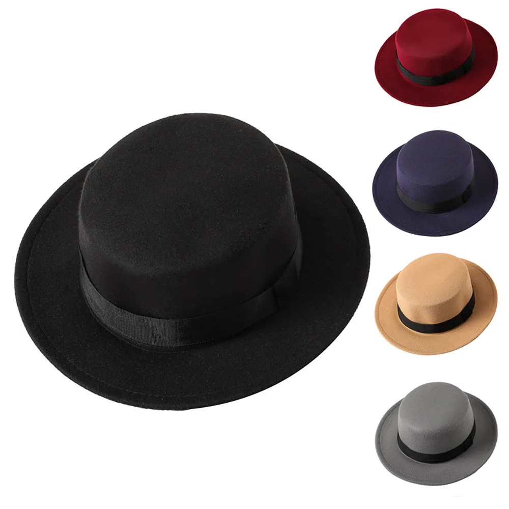 Модные Фетровые шляпы для женщин, мужчин, осень-зима, однотонная винтажная фетровая шляпа с широкими полями для путешествий, вечеринки, свадьбы