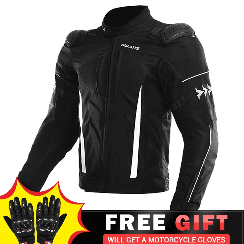 Мотоциклетная куртка Летняя мотокуртка для мотокросса одежда для верховой езды на мотоцикле Защитное снаряжение Chaqueta Moto с CE Protector черный