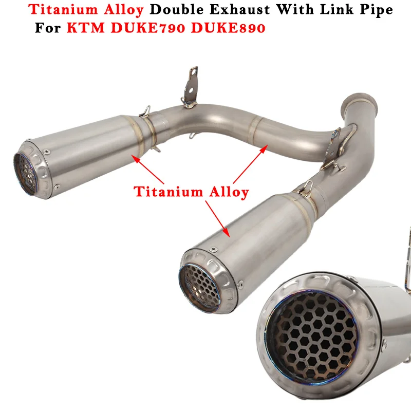 Накладка для системы отвода выхлопных газов мотоцикла KTM DUKE 790 890, Модифицированный Двойной глушитель из титанового сплава со средней соединительной трубой