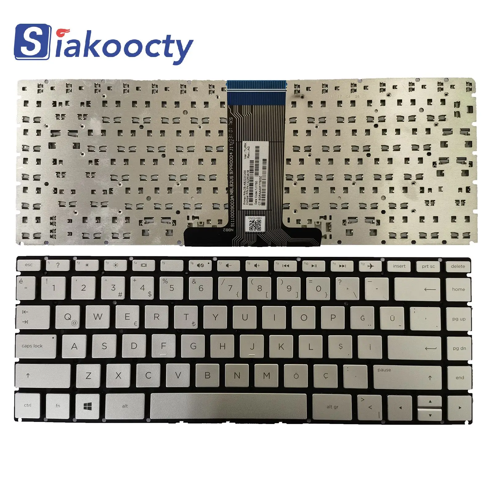 Новая клавиатура для HP Pavilion X360 14-BA 14T-BA 14M-BA 14-BS 14-BW серебристого цвета