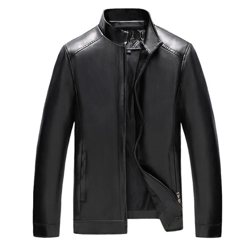 Новая кожаная куртка Для мужчин, Демисезонный воротник-стойка, пальто из искусственной кожи, Повседневная мужская кожаная куртка, Модная мотоциклетная кожаная куртка M-3Xl