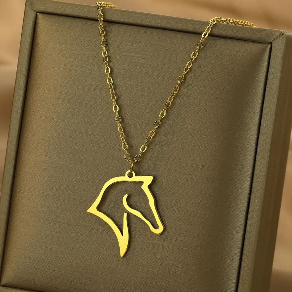 Оригинальное Изысканное и модное ожерелье из нержавеющей стали с лазерной гравировкой и рисунком лошади для подарка на день рождения Святого Валентина