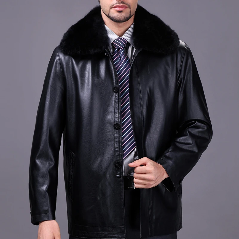 Осенне-зимняя куртка из искусственной кожи, мужская плюшевая внутренняя одежда для мужчин, Одежда увеличенного размера, Кожаные пальто и куртки, мужские топы FCY